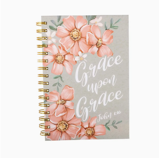 Guided Journal: Sage & Peach Flowers (John 1:16)