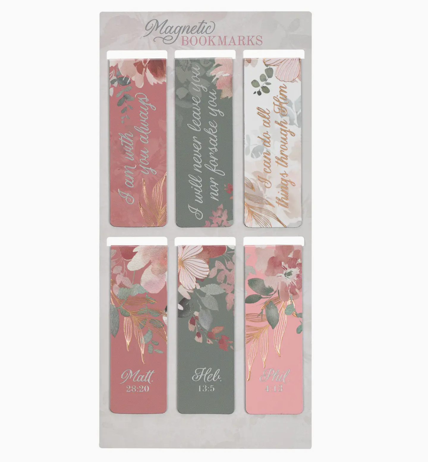 Magnetic Bookmark Set Foiled Floral