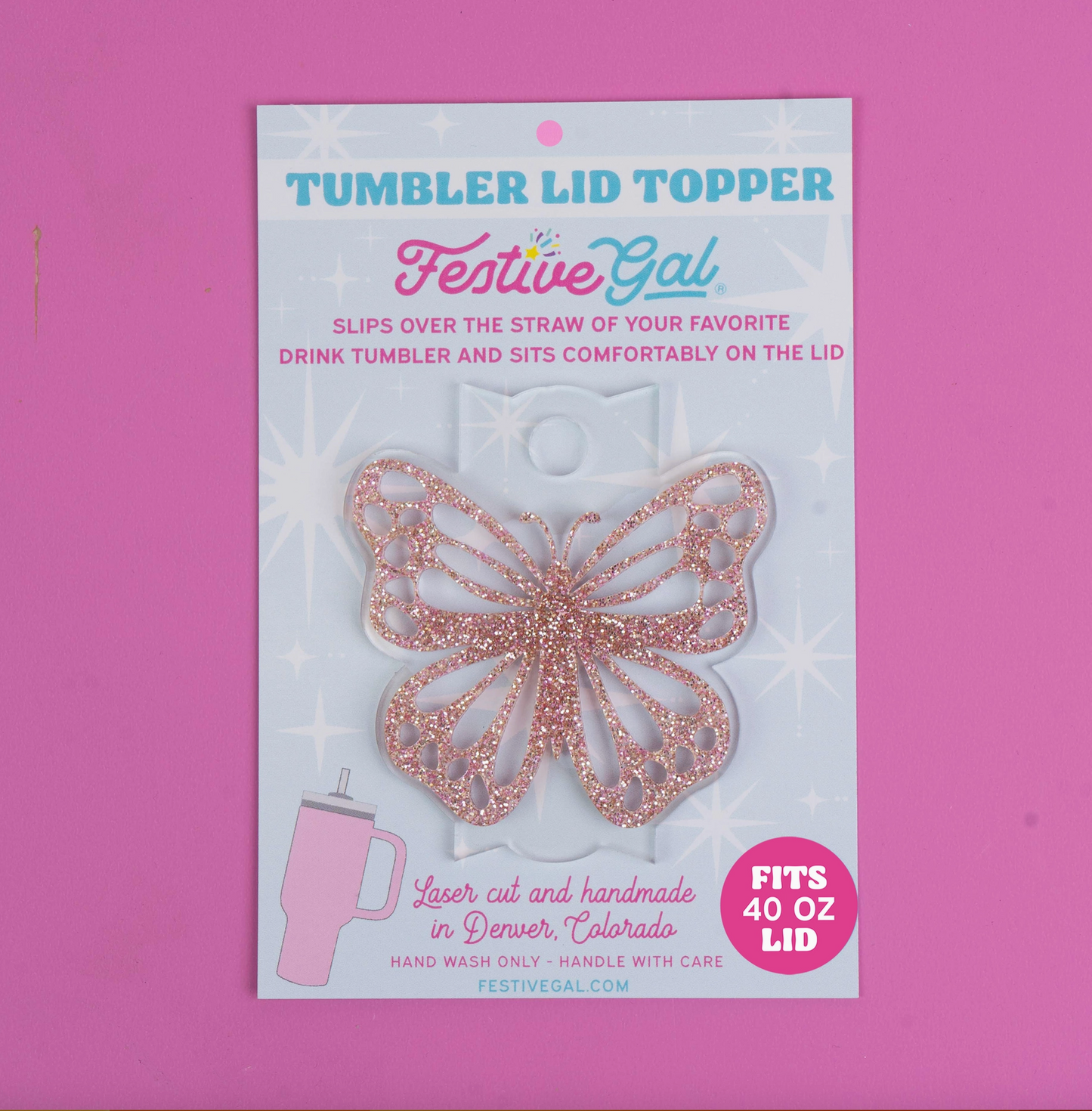 Butterfly Tumbler Drink Accessory Water Bottle Drink Topper