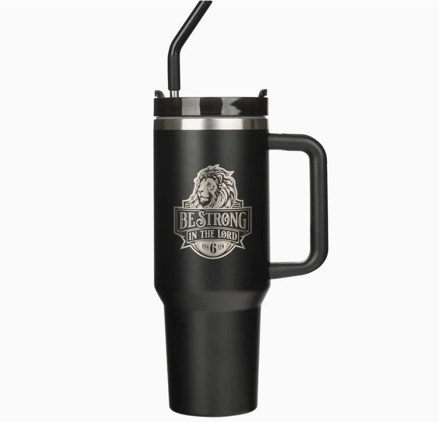 Tumbler W/Straw Ss Black Eph. 6:10