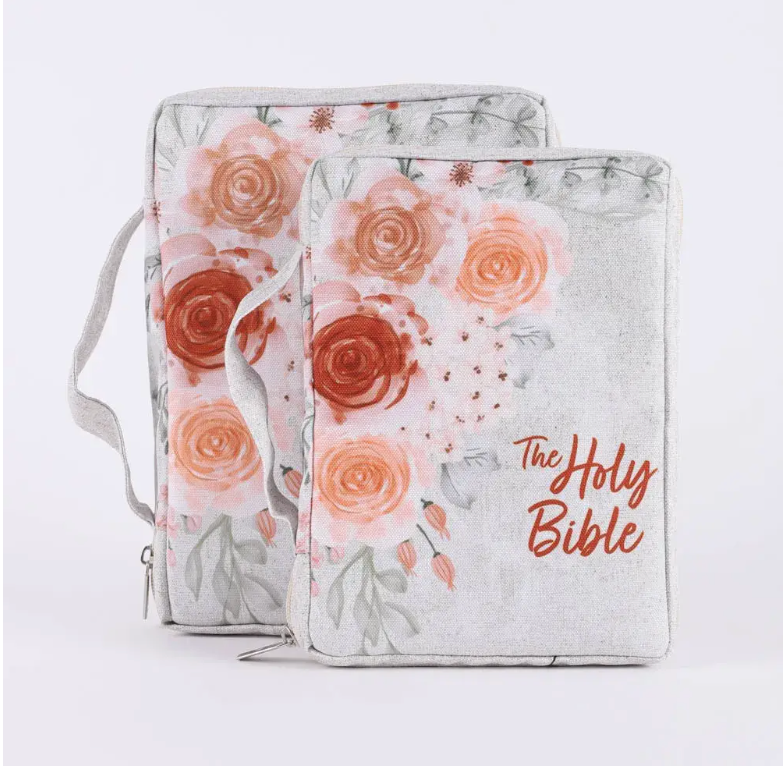 Canvas Bible Cover - Holy Bible Floral - M