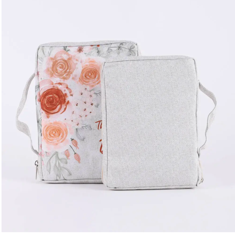 Canvas Bible Cover - Holy Bible Floral - M