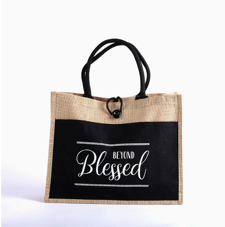 Jute Tote Bag - It Is Well - 17x13.5x6