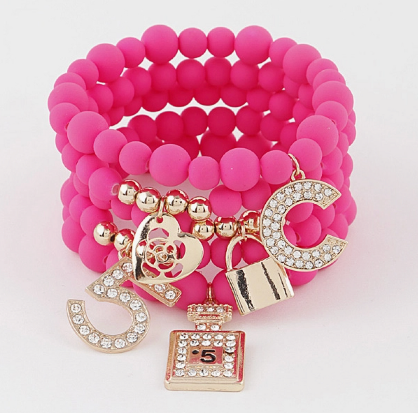 Multiple Charm Beads Stretchable Bracelet