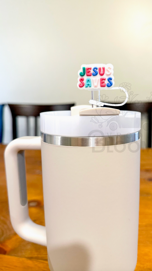 Straw Topper 3 Pack - Jesus Saves, Gods Image, Christian