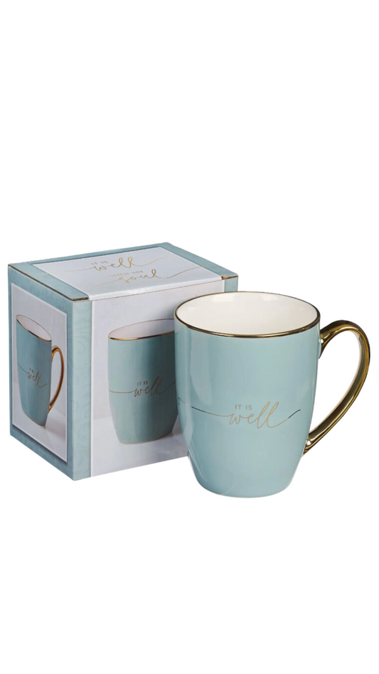 Mug Blue/Cream It Is Well with My Soul