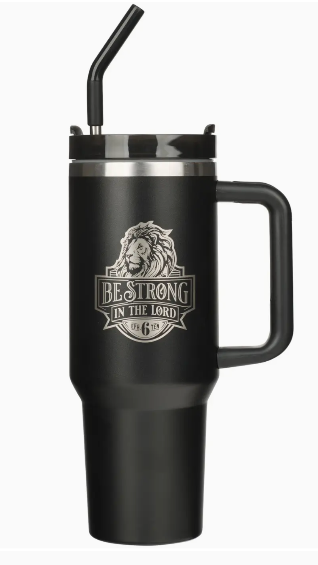 Tumbler W/Straw Ss Black Eph. 6:10