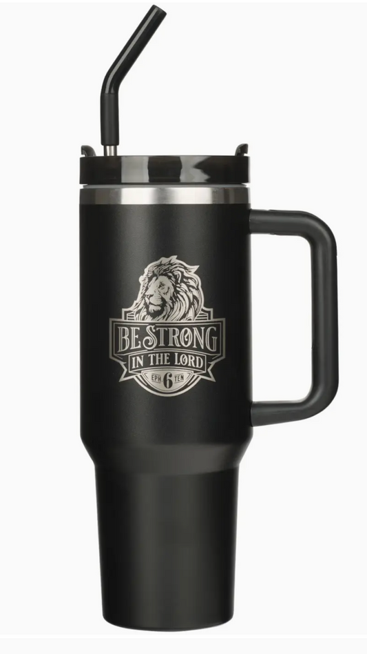 Tumbler W/Straw Ss Black Eph. 6:10