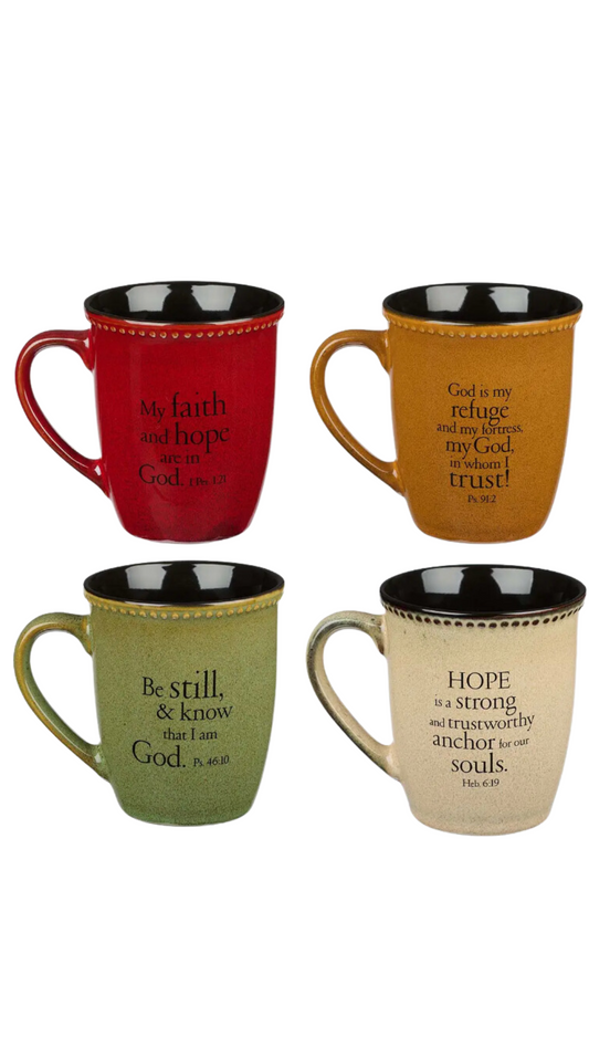 Mug Set 4pc Faith, Trust, Hope, Be Still