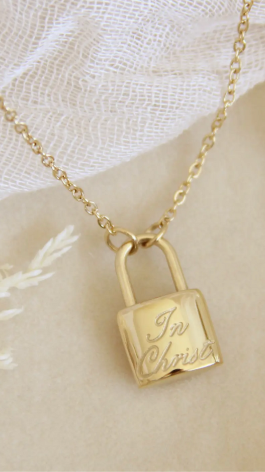 In Christ Cross Lock Necklace, Secure in Christ Necklace