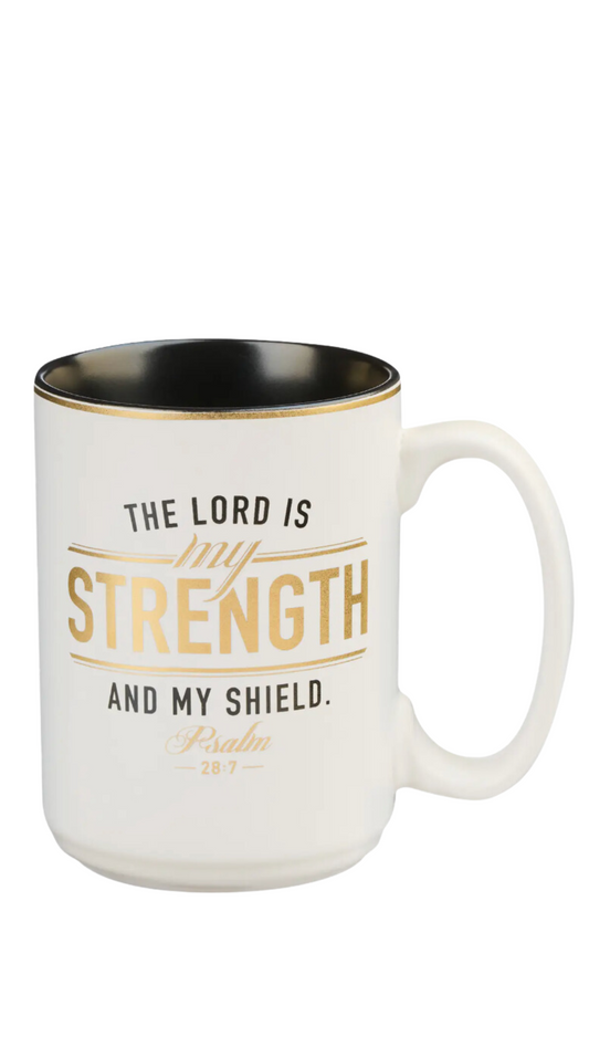 Mug White/Black Lord Is My Strength Ps. 28:7