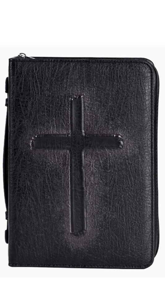 White Dove Bible Case Vintage Cross Black Large