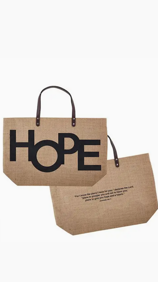 Jute Tote Bag - Hope / Jeremiah 29:11