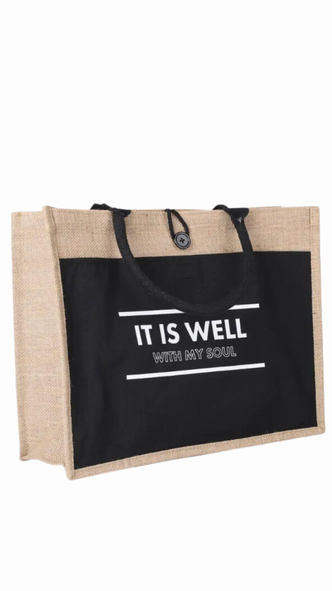 Jute Tote Bag - It Is Well - 17x13.5x6