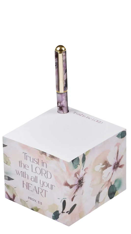 Note Block with Pen Trust in the Lord Prov. 3:5