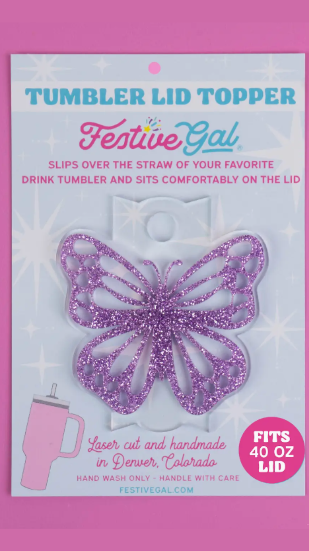 Butterfly Tumbler Drink Accessory Water Bottle Drink Topper