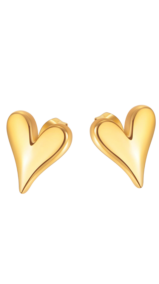 18K gold plated Stainless steel "Hearts" earrings, Intensity