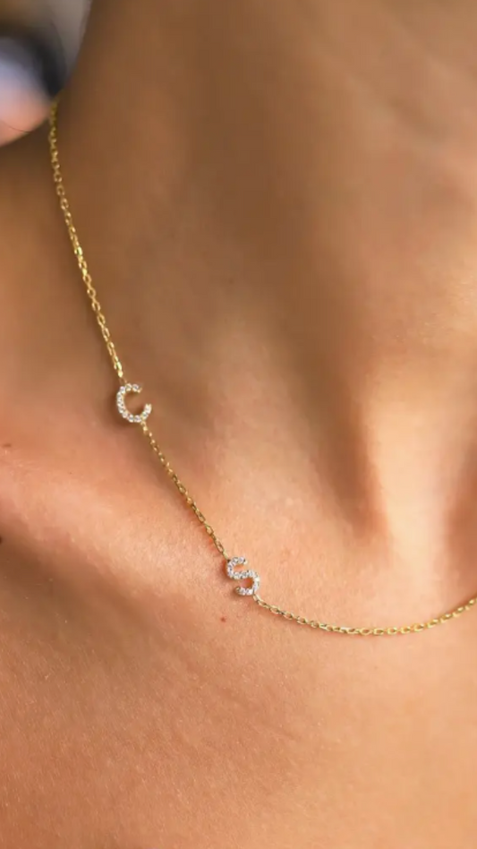 Cz Initial NecklaceSideways Initial