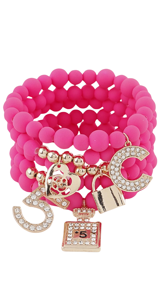 Multiple Charm Beads Stretchable Bracelet