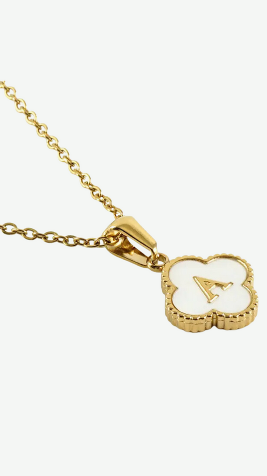 Clover Shell Initial Charm Necklace