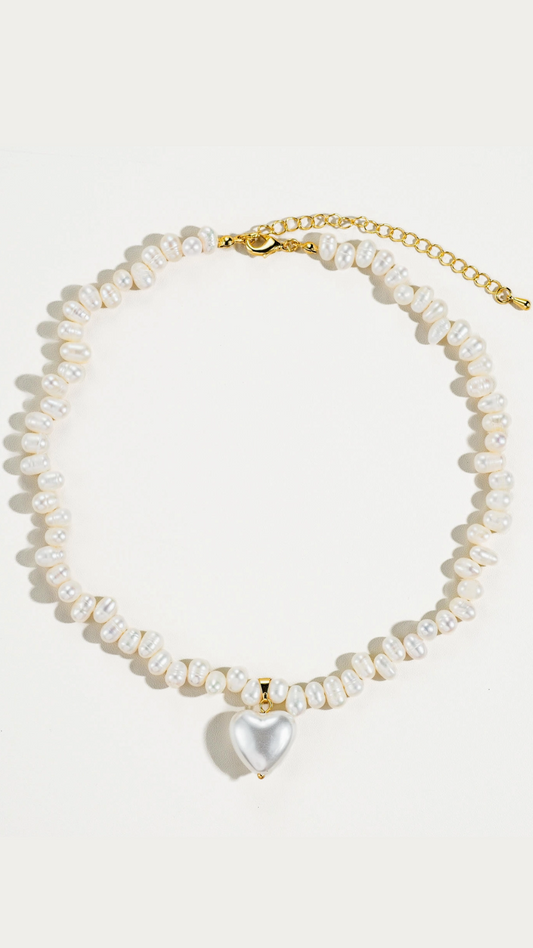 Agape 18K Gold- Natural Pearl Heart Choker