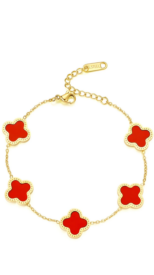 18K gold plated Stainless steel "Four-leaf clover" bracelet, Intensity