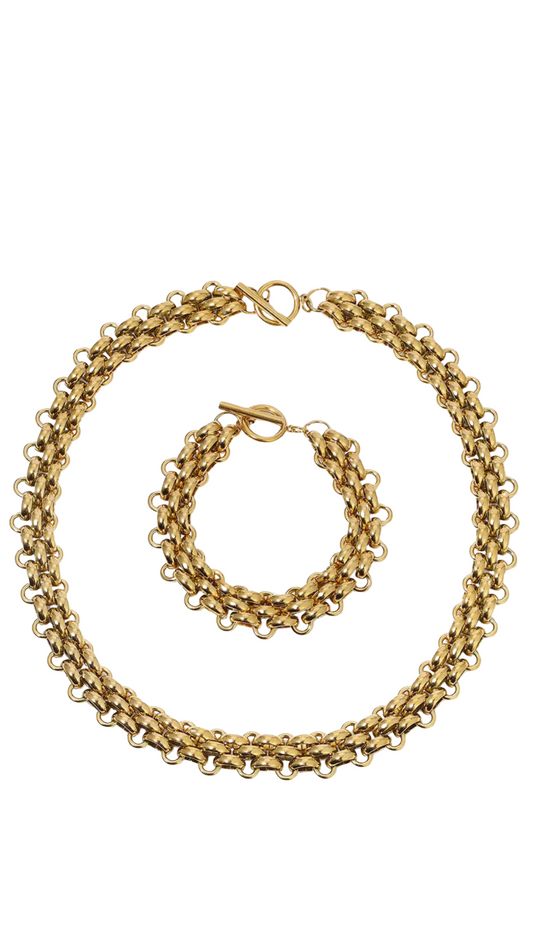 Anat Gold Tone Necklace & Bracelet Set