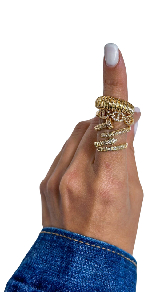 Textured Snake Gold Ring