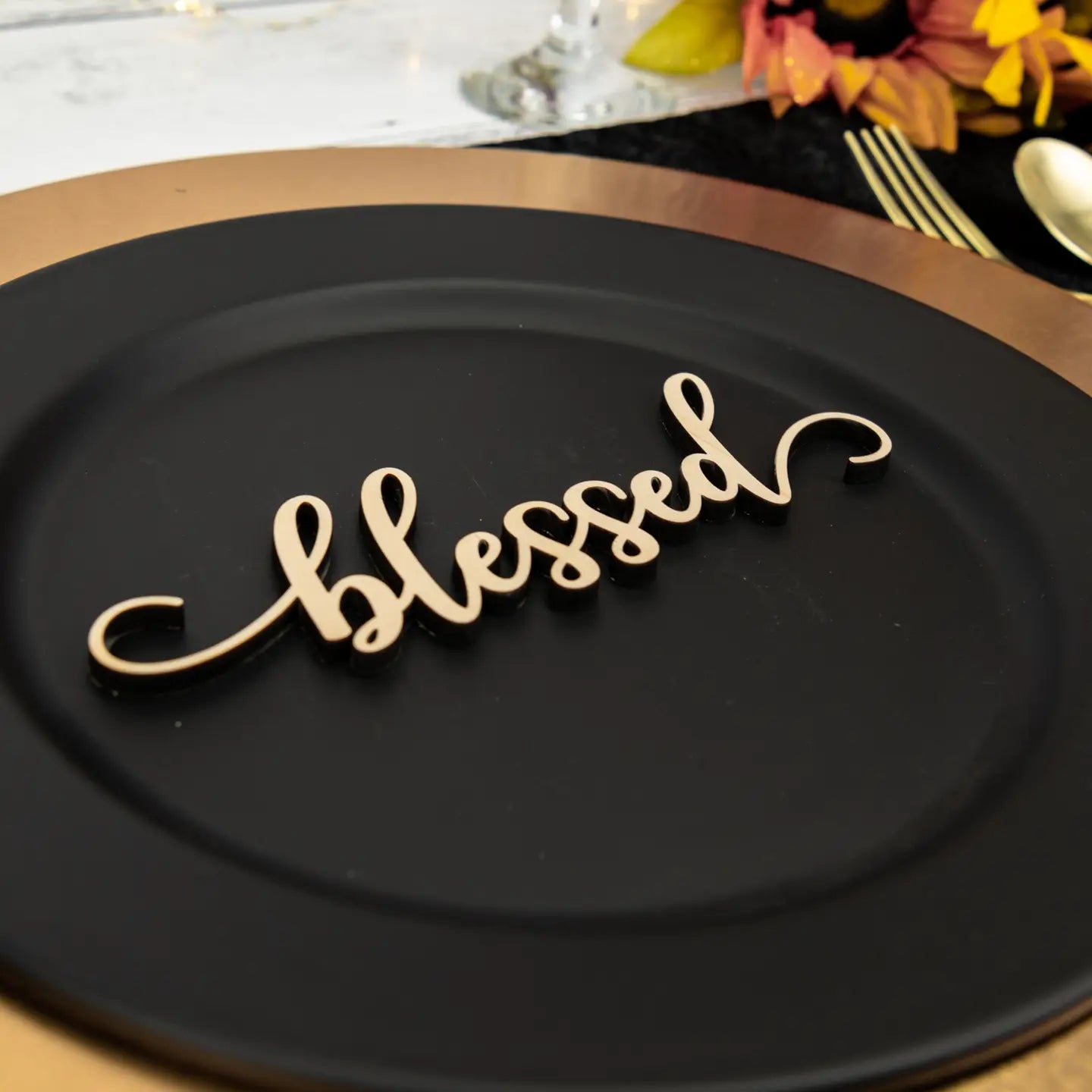 Grateful Place Card Settings, Wood Thanksgiving Table Decor