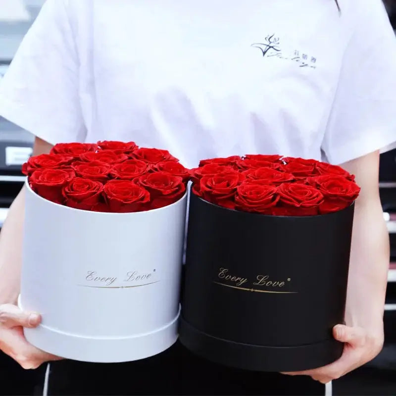 Valentines Day Gift -12 Red Roses Preserved in Black Box