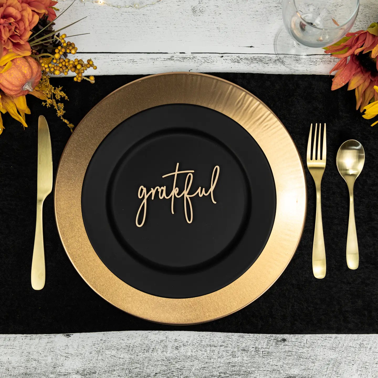 Grateful Place Card Settings, Wood Thanksgiving Table Decor