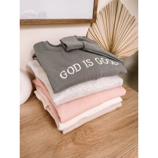 Embroidered God Is Good Sweatshirt