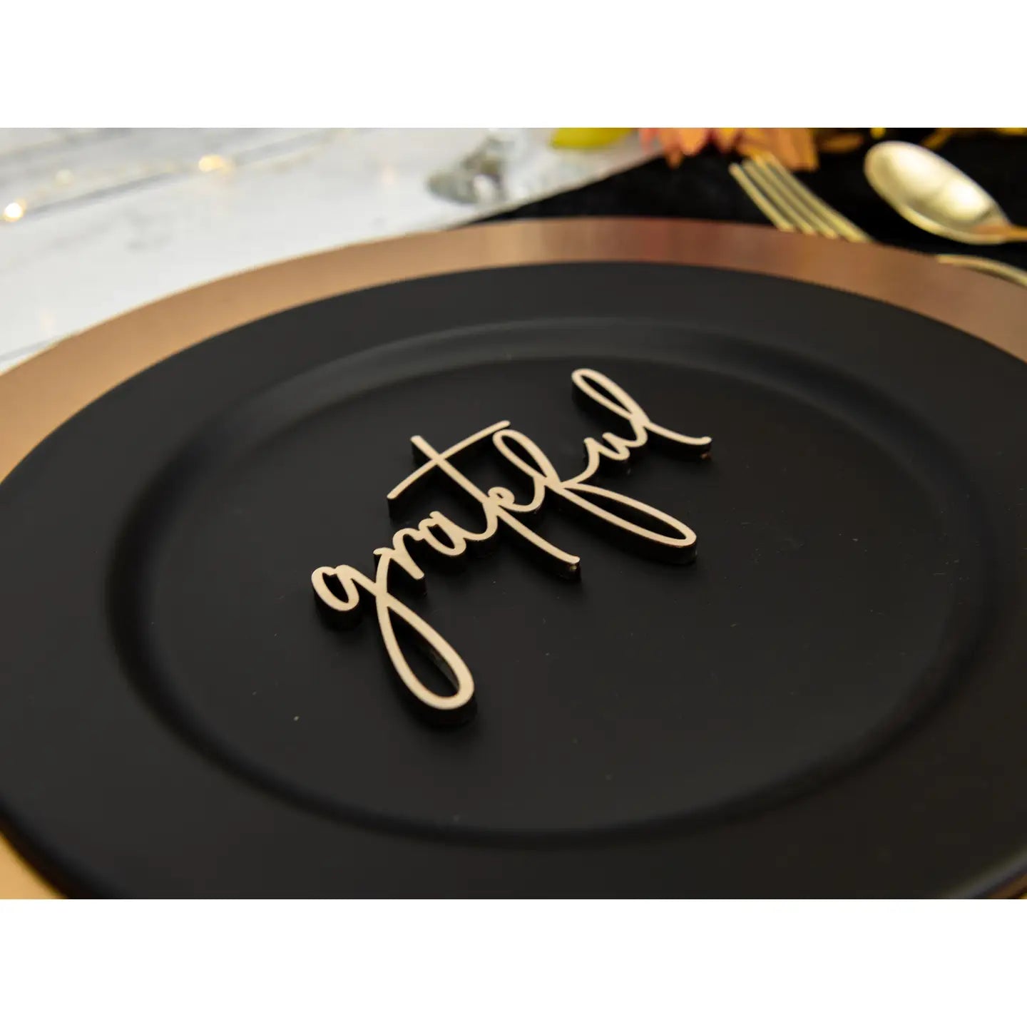Grateful Place Card Settings, Wood Thanksgiving Table Decor